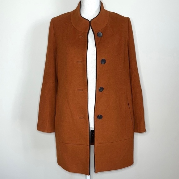 Burnt Orange Pea Coat - Picture 1 of 8